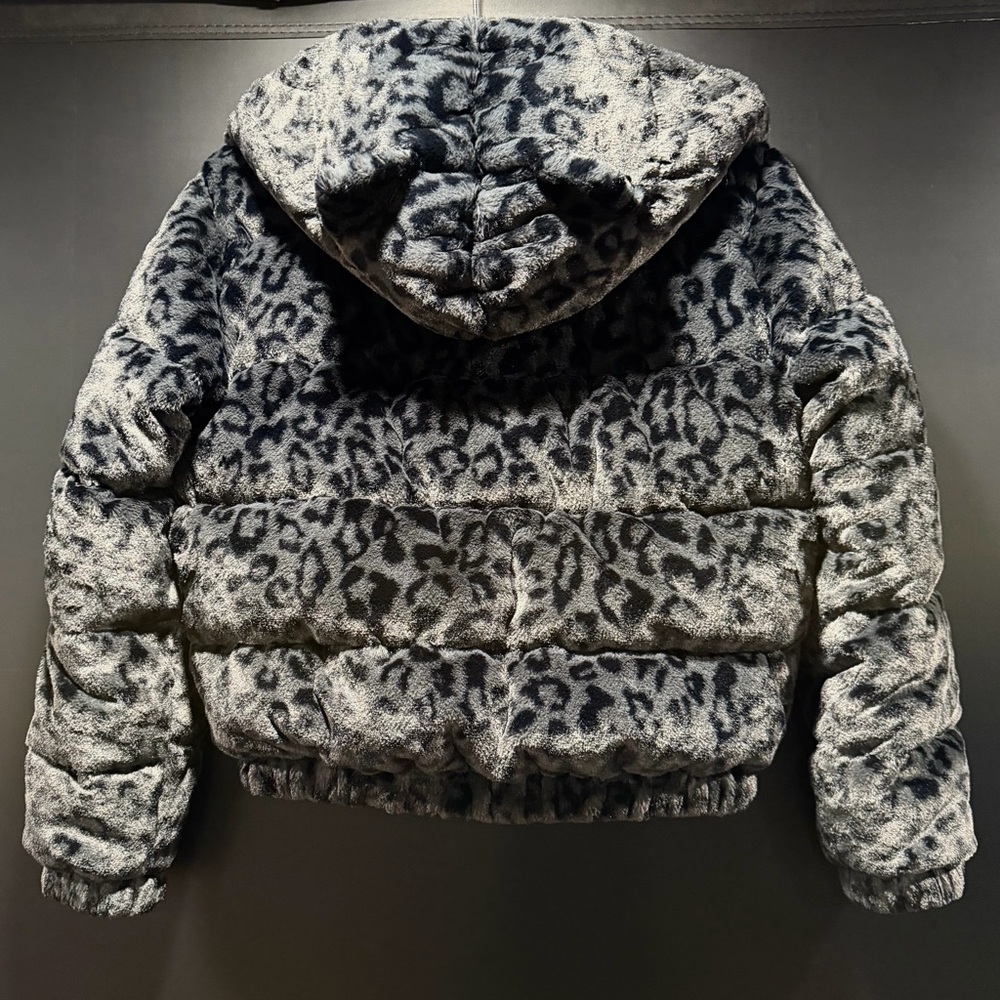 SpiritHoods Slate Leopard Classic ULTRA SOFT Faux Fur Puffer Jacket Men's/Unisex - Picture 2 of 6